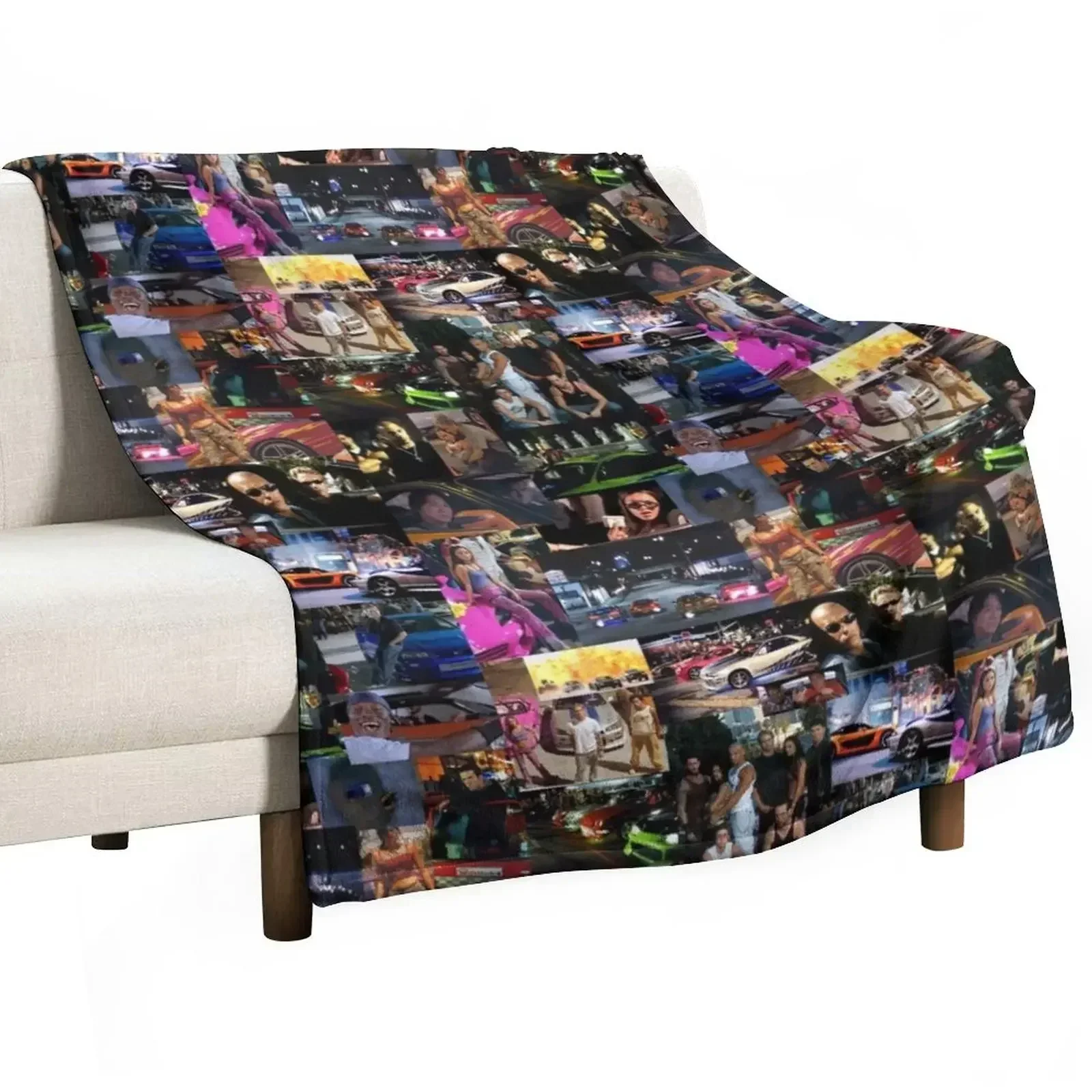 Fast and Furious collage Throw Blanket Flannel Fabric Designers Plush Blankets