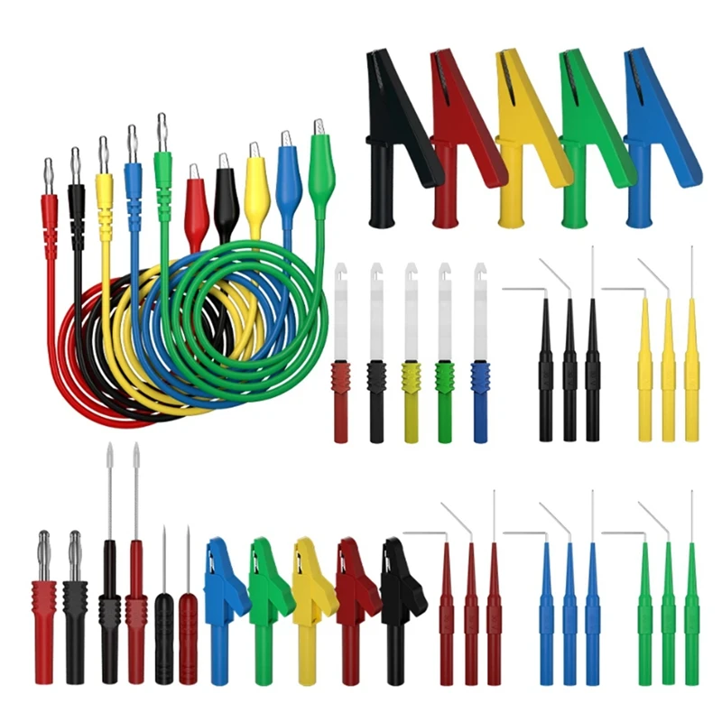 41PCS Multimeter Test Lead Kit 4MM Banana Plug To Alligator Clip Test Lead With Wire Piercing Probes Alligator Clip Easy To Use