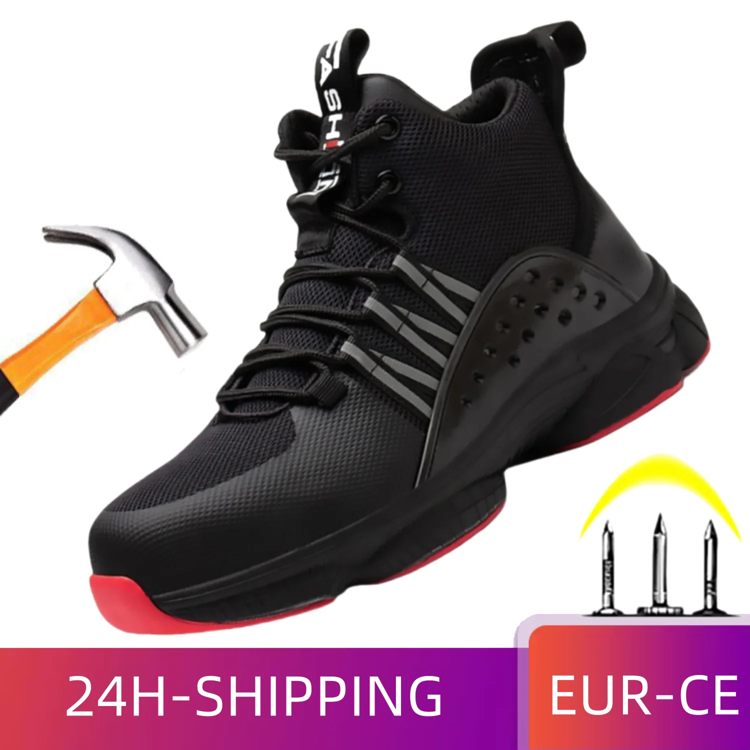 Safety Shoes Men With Steel Toe Light Puncture-Proof Anti-smash Indestructible Shoes Cap Anti-smash Men Work Shoes Sneakers