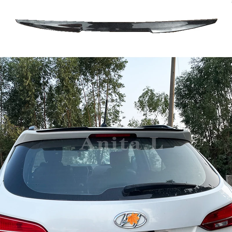 For HYUNDAI Santa Fe 2009-2015 Year Hatchback Roof Spoiler PU Plastic Black Carbon Fiber Rear Wing Body Kit Accessories Styling