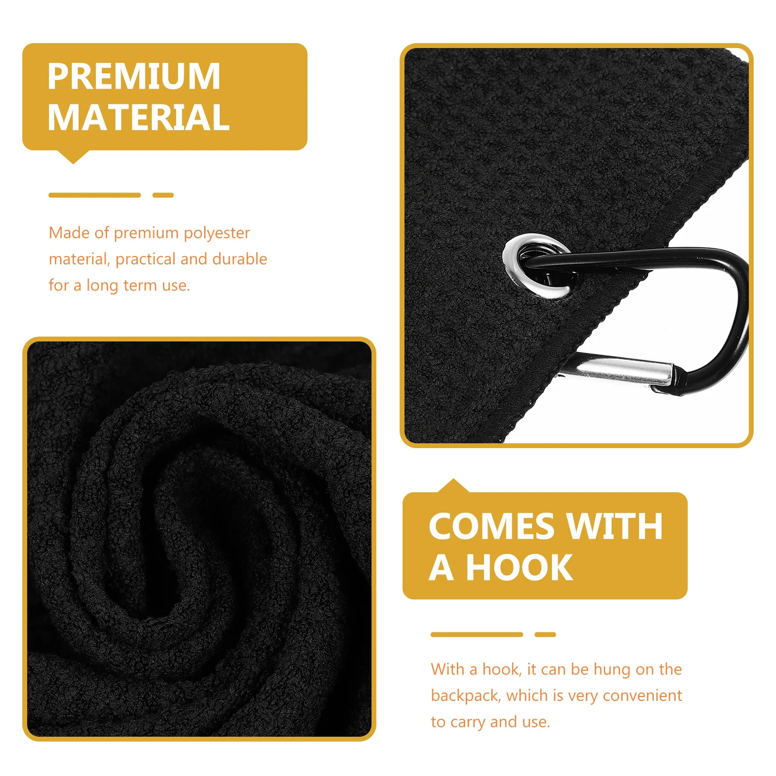 منشفة جولف من الألياف الدقيقة، منشفة رياضية سريعة الجفاف للرؤوس، مقابض كرات الأيدي للاستخدام في الهواء الطلق، مستلزمات الجولف مع خطاف #3