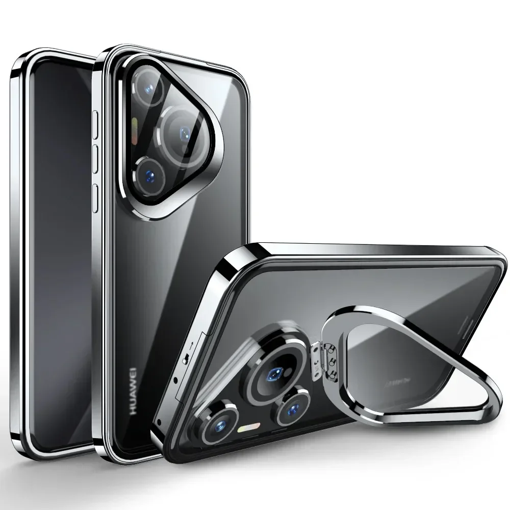 

Luxury Aluminum Alloy Bumper For Huawei Pura 70 Pro Ultra Strong Frame Camera Ring Glass Snap buckle Holder Bracket Armor Cover