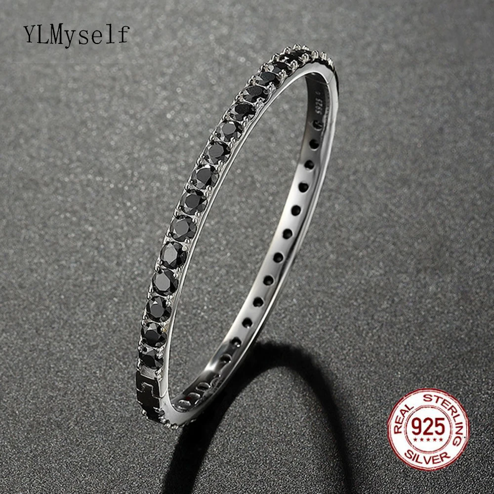 

4mm White/Black Real Moissanite Diamond Real 925 Silver Bangle Jewelry with 5 Different Diameter Size Fine Jewellery