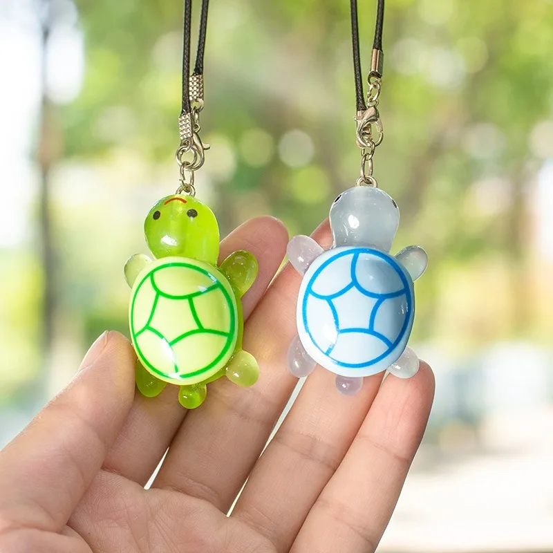 Resin Cute Anime Car Accessorie Luminous Little Turtle Pendant Auto Rearview Mirror Ornaments Birthday Gift Couple Accessories