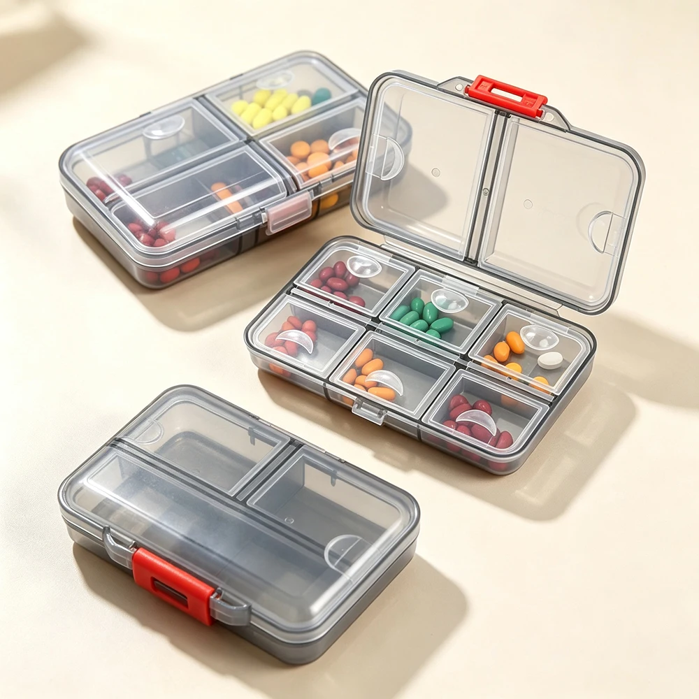 Daily Travel Pill Organizer 1Pcs Airtight Portable Pharmacy Box 7/8 Compartment Vitamin Supplement Container Large Capacity