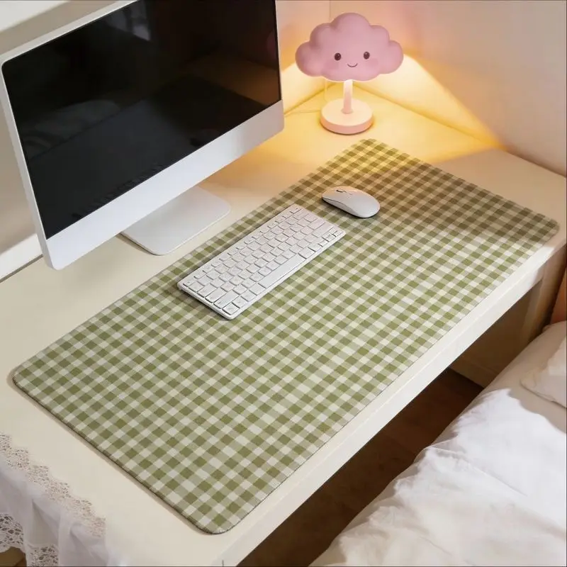 

Коврик для мыши с оливково-зеленым клетчатым узором для офиса и игр, нескользящий, простой стиль, настольный коврик, аксессуар для дома и работы