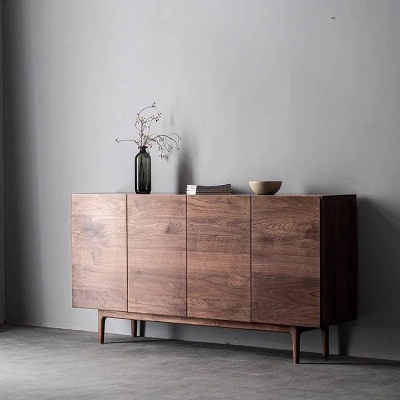 Nordic black walnut solid wood three bucket simple Japanese living room entrance modern bedroom storage dining side 3