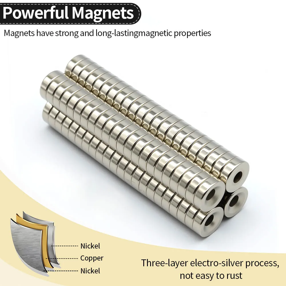 15x5-5mm Powerful Round Neodymium Magnet With Hole NdfeB N35 Permanent Magnetic imanes Super Strong Magnets Refrigerator Magnet