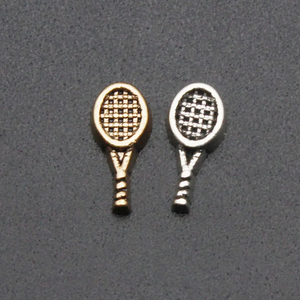 Hot Selling 50pcs Tennis Racket Floating Charms Living Glass Memory Lockets Bracelet Pendants Diy Jewelry Accessory