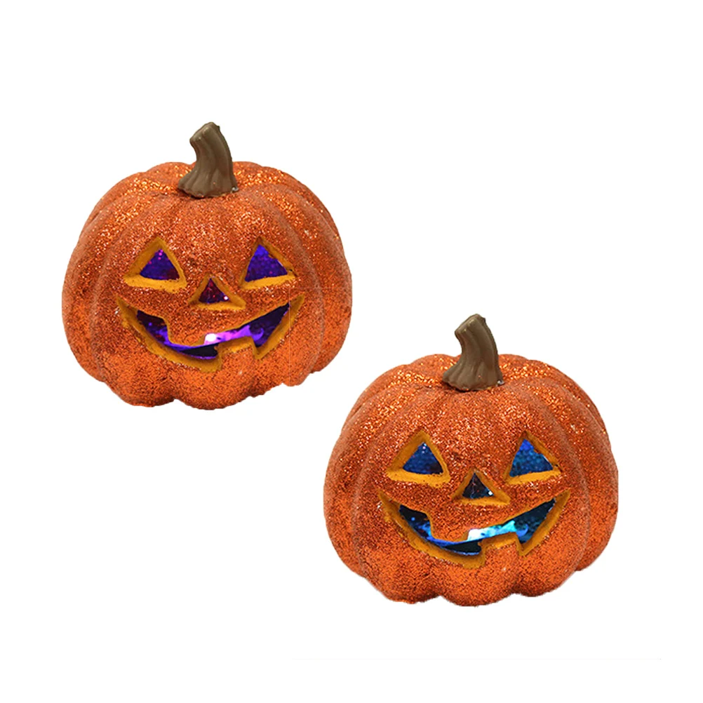 

2Pcs Pumpkin Props Bright Glitters Decor Halloween Party Home Bar KTV Halloween Pumpkin Light Kids Room Sequins Light