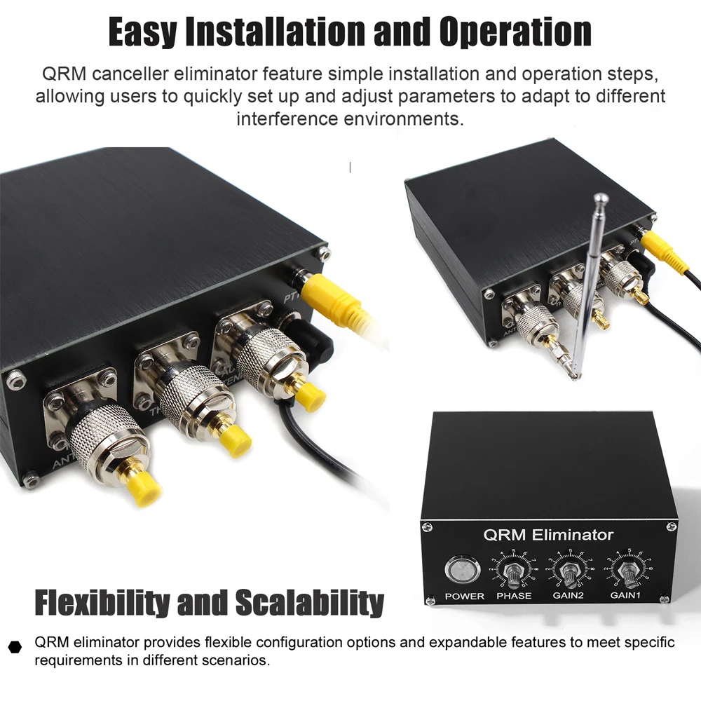 QRM Eliminator X-Phase Built-in PTT Control 1-30 MHz HF Band QRM Eliminator Aluminum Alloy QRM Canceller Radio TV Broadcast