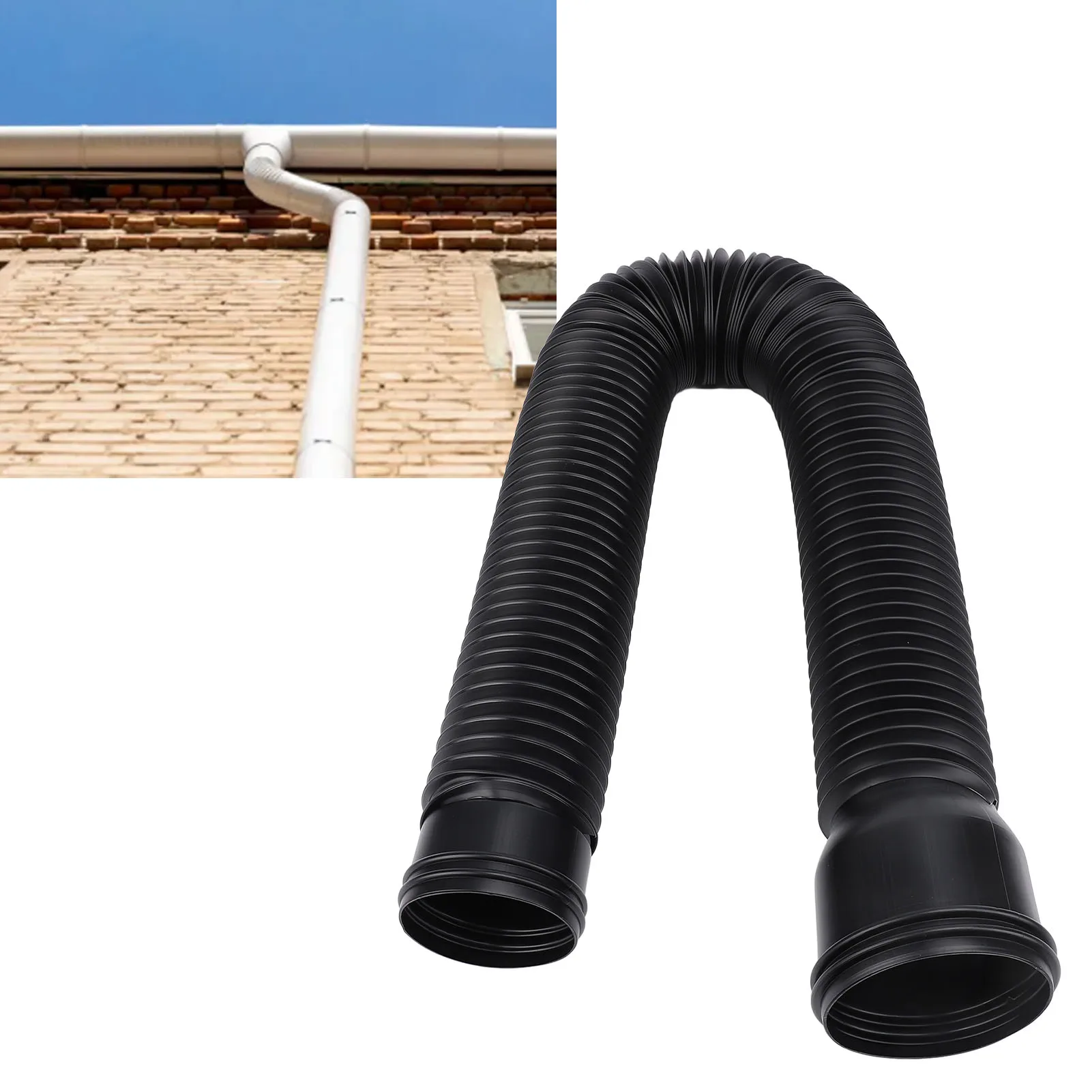 20-59 inch Round Rain Gutter Downspout Extension Flexible Pipe, PE Extendable Pipe, Drain Away Extender For Outdoor Villa