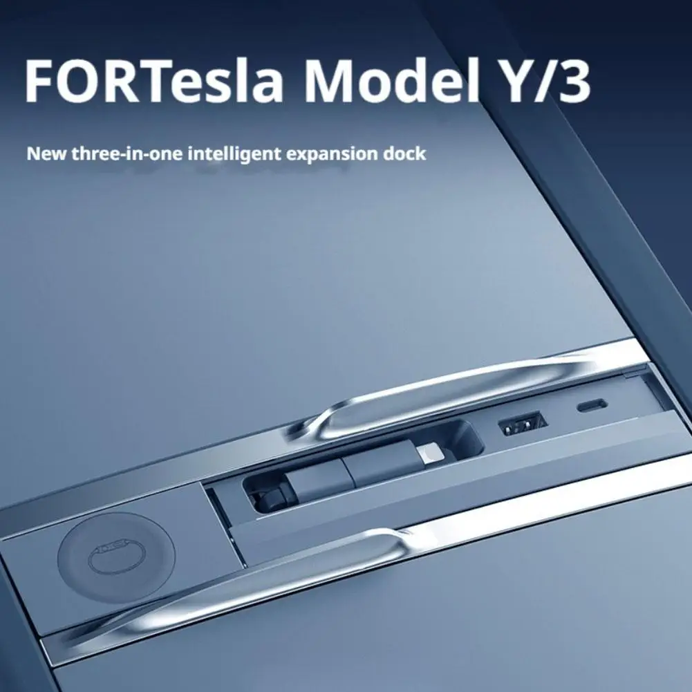  for Tesla ModelY Juniper 2025+ 2024+ Dedicated In-car USB Hub Charger Supporting USB-C Fast Charging And Watch Charging J4E8