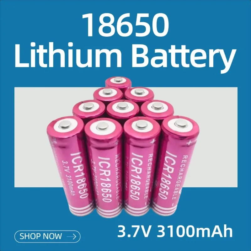 

18650 Lithium Battery 3.7V 3100mAh Fan Flashlight Headlight Rechargeable Power Battery