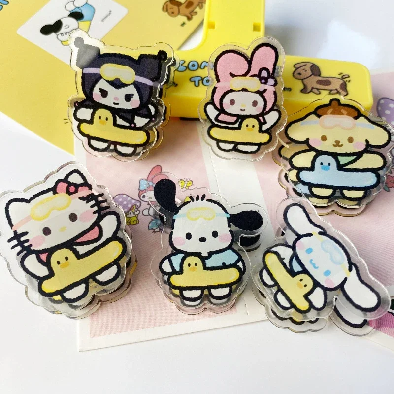 

Sanrio Kawaii Acrylic Clip HelloKitty MyMelody Kuromi Cinnamoroll Anime Cartoon Multifunction Hand Account Sticky Note Holder