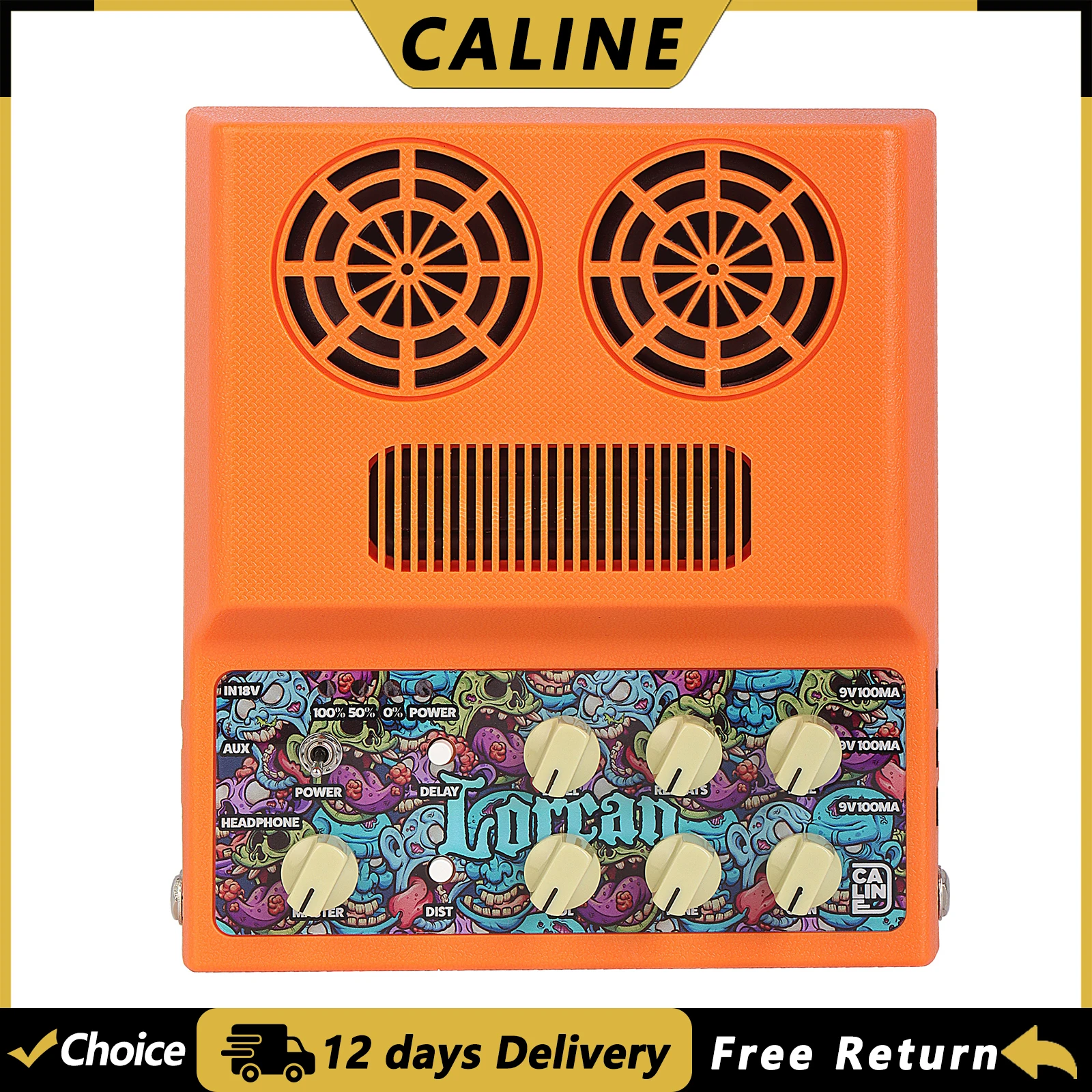 

Гитарный усилитель Caline CA-100G 20 Вт, портативный, с эффектами дисторшн и дилэй, аксессуары для электрогитары