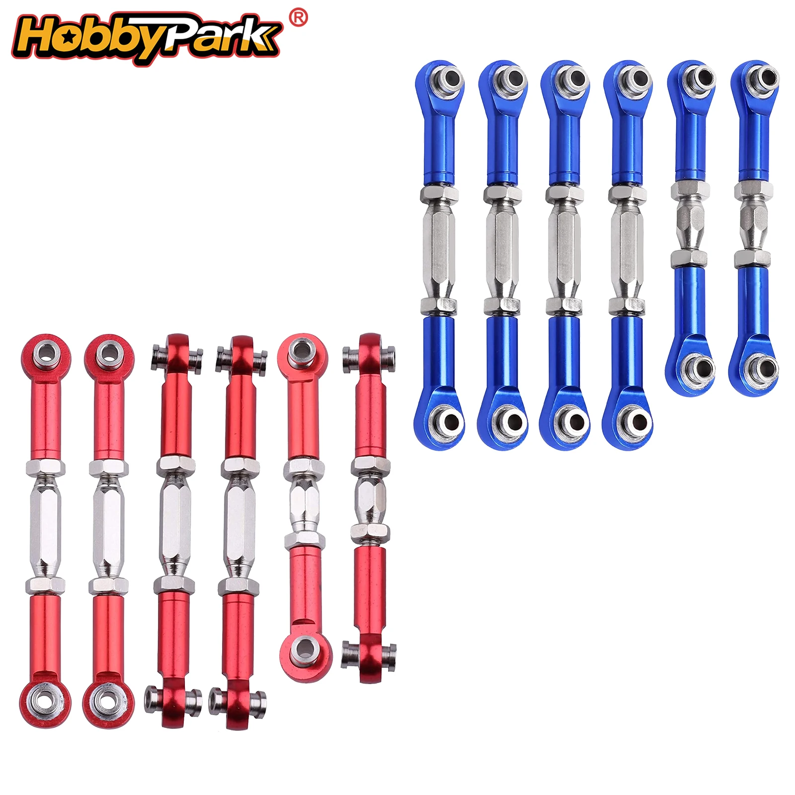 HobbyPark Aluminum Adjustable Tie Rods Toe Links Set Steel Turnbuckles for Arrma 1/10 Granite 4X4 Replacement 6-Pack