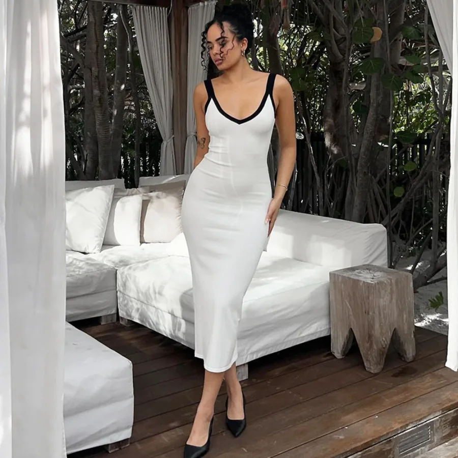 

【New style】 women's clothing 2026 spring and summer V-neck backless slim-fitting hip sling dress hip skirt