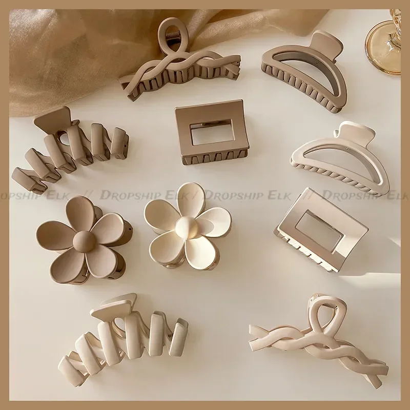 مخلب شعر فرنسي غير لامع للنساء ، قبضة شعر أنيقة ، مشابك كبيرة غير لامعة للفتيات ، إكسسوارات على الموضة الكورية