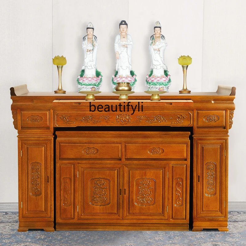 

Altar Incense Burner Table Solid Wood Altar Modern Buddha Temple Chinese Thin Long Table God of Wealth Tribute Table