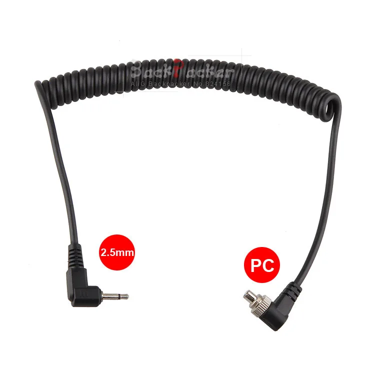 10PCS PC-2.5mm Male Camera Flash PC Sync Cable Screw Lock Fits for Photo Studio Accessories Trigger Godox Wholesale