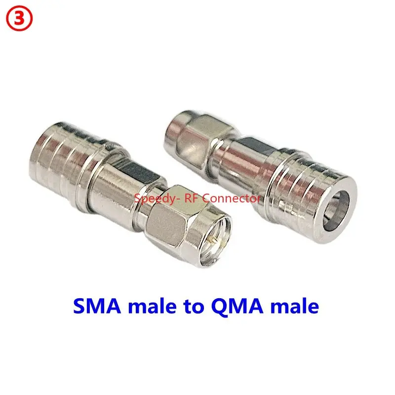 Adaptador QMA a SMA, conector SMA macho hembra a QMA macho hembra, ángulo recto de 90 grados, coaxial RF, latón niquelado, entrega rápida