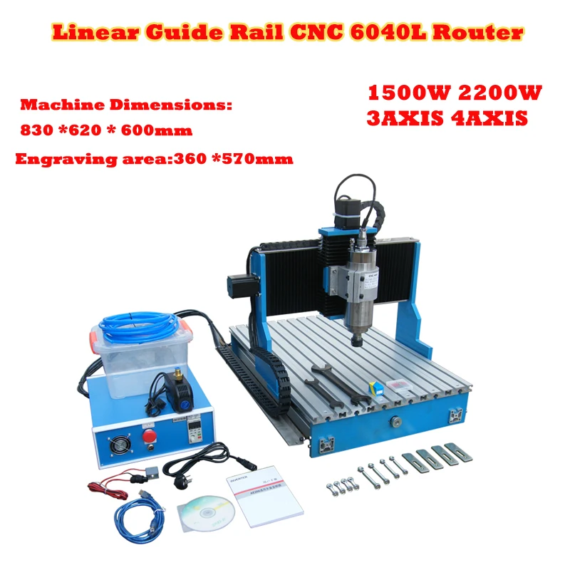 

LY CNC 6040L-1.5KW 2.2KW 3Axis 4Axis Linear Guide Rail CNC Router Engraving Drilling and Milling Machine