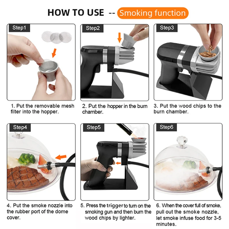 Yumyth-ポータブルハンドヘルド禁煙ガン、食品、ドリンク、カクテル、コールドスモークジェネレーター、キッチンクッキングツール、t286