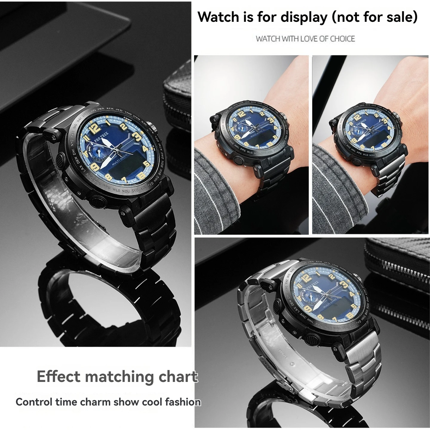 ل كاسيو حزام معدني PRW-60/PRW-61 prw-3400 PRW-30/50/70 الصلبة الفولاذ المقاوم للصدأ سلسلة ساعات حزام الساعات 23 مللي متر اكسسوارات الساعات