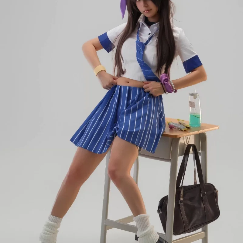 Naga Cosplay Costume JK Uniform Navy Blazer Pleated Skirt Ribbon Knee High Socks For Women Halloween