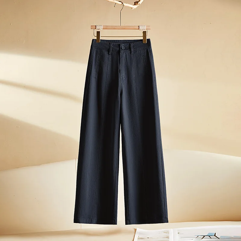 

Джинсы для женщин, осенние тонкие свободные брюки с высокой талией, универсальные утягивающие миниатюрные прямые брюки