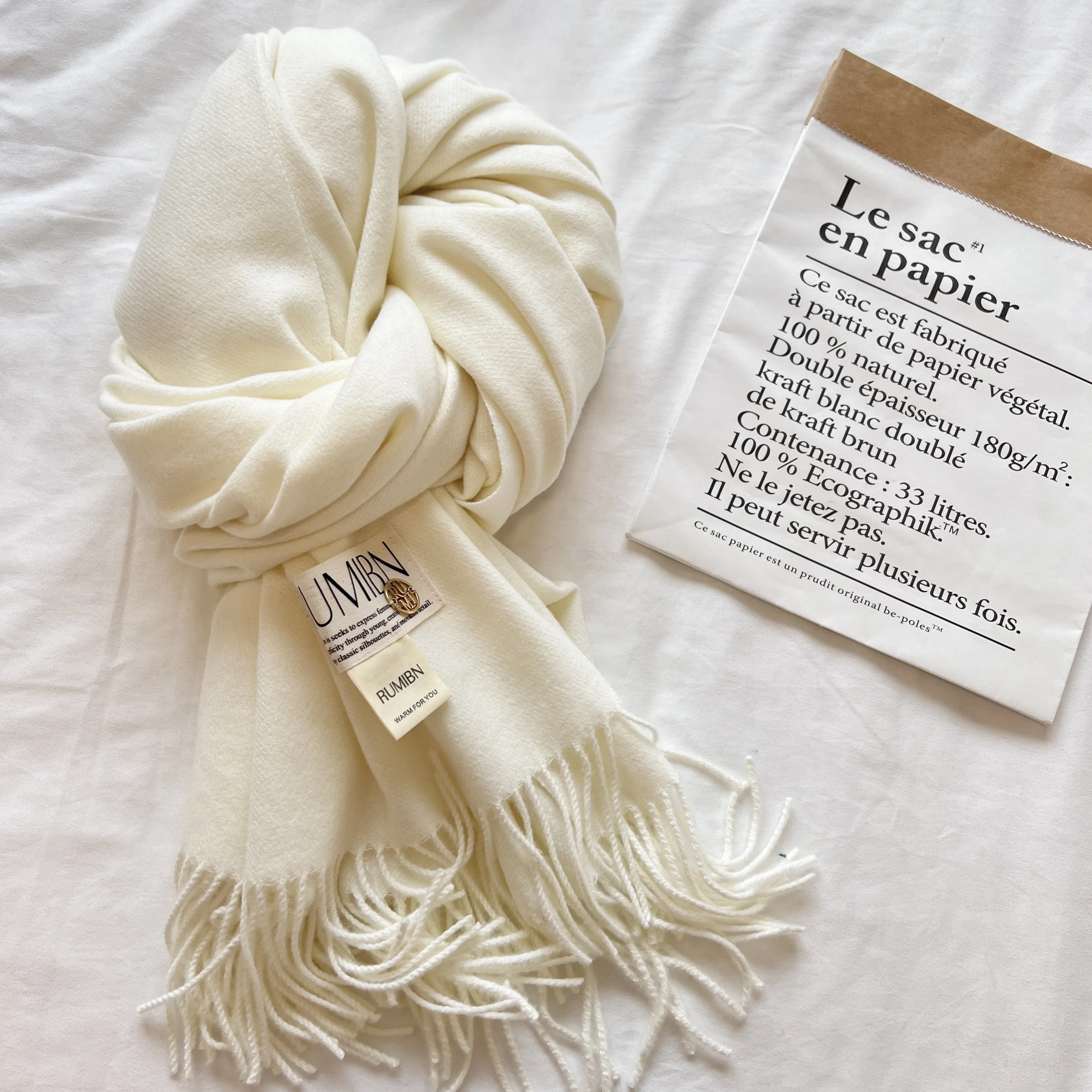 Autumn and Winter New Artificial Cashmere Scarf Warm Skin-Friendly Monochrome Shawl Rose Story