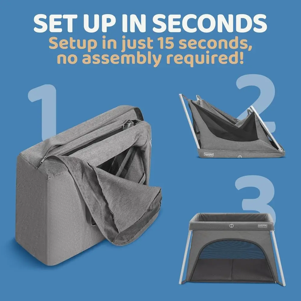 سرير سفر محمول مع مرتبة مريحة، لا حاجة للتجميع، روضة أطفال قابلة للطي للرضع والأطفال الصغار، سرير مدمج #3