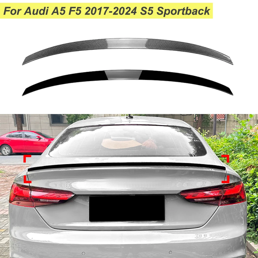 Glossy Black Rear Top Tail Wing Spoiler Car Body Kit Modification For Audi A5 F5 2017-2024 S5 Sportback Four Door