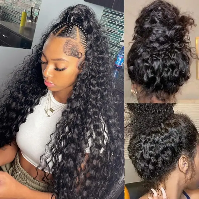 

220% Density Deep Curly Wave 360 Lace Front Wigs Human Hair for Black Women 360 Full HD Lace Pre Plucked Human Hair Wigs