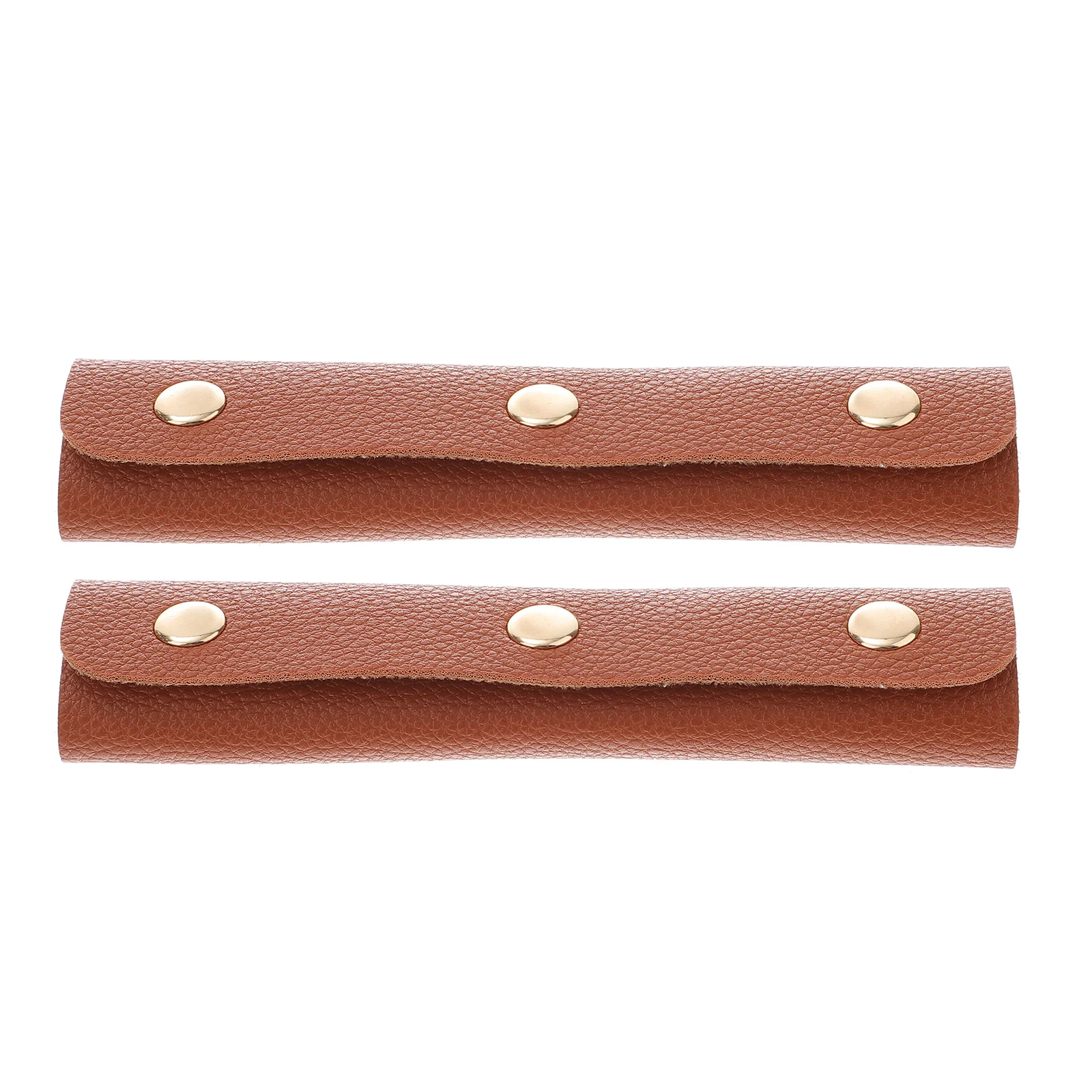 

2PCS PU Handle Wrap Anti-length Handguard for Luggage Bags Brown 3 Rows Buckle Outdoor Travel Accessories Bag Protector