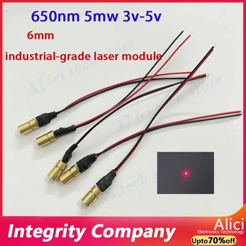 

6mm industrial-grade laser module - red dot-shaped laser device - laser head - 650nm - 5mw - 3v - 5v universal