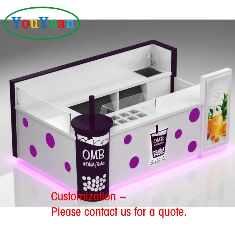 custom.Bubble Tea Shop Display Kiosk Sale Bubble Waffle Kiosk Food Warmer Display Counter Food Counter Display