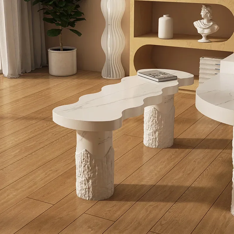 Wabi Sandy Wind Solid Wood Bench Light Luxury Creative Living Room Bedroom Bed Home Change Shoes Wave Bench