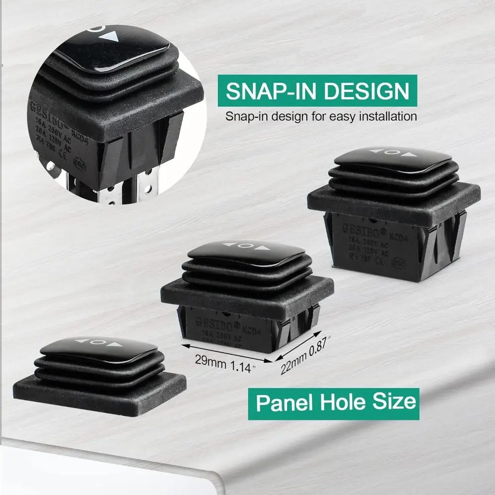 Momentary Polarity Toggle Switch DC 12V 10A Control Motor Reverse Switch (ON)-Off-(ON) AC 110V-220V