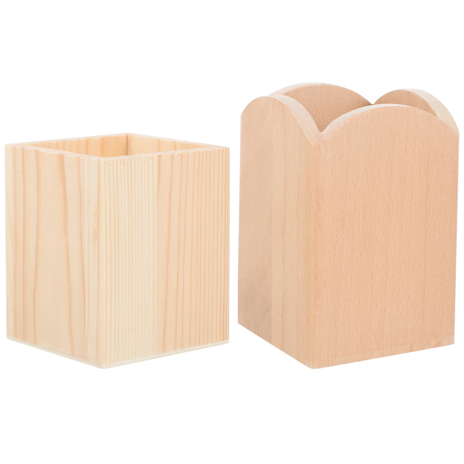 

2 Pcs Wooden Pen Holder Set Brush Tabletop Pencil Pots Creative Desk Cup Birch Storage Decorative Office for Pens