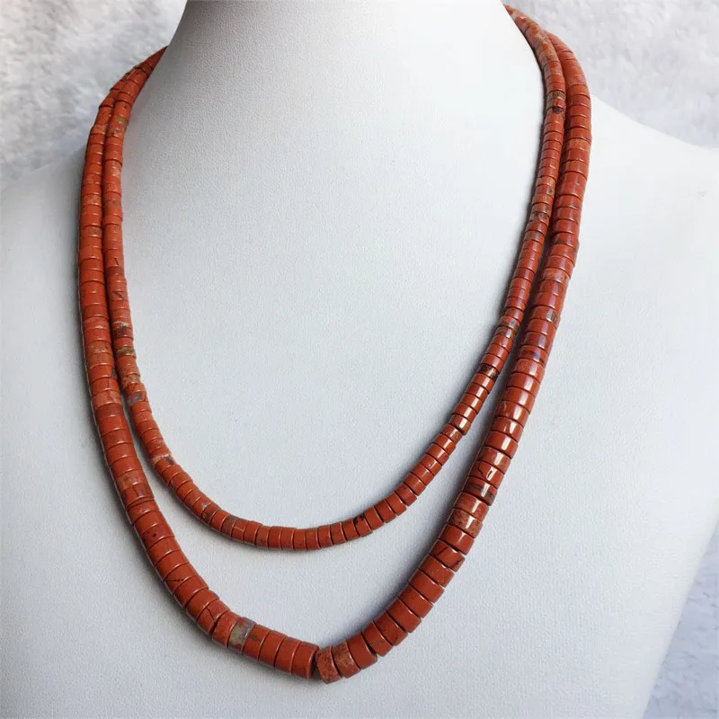 2*4MM 3*6MM Heishi Red Jasper Necklace Stainless Steel Natural Stone Jewelry Noble Exquisite Chain Choker Engagement Party