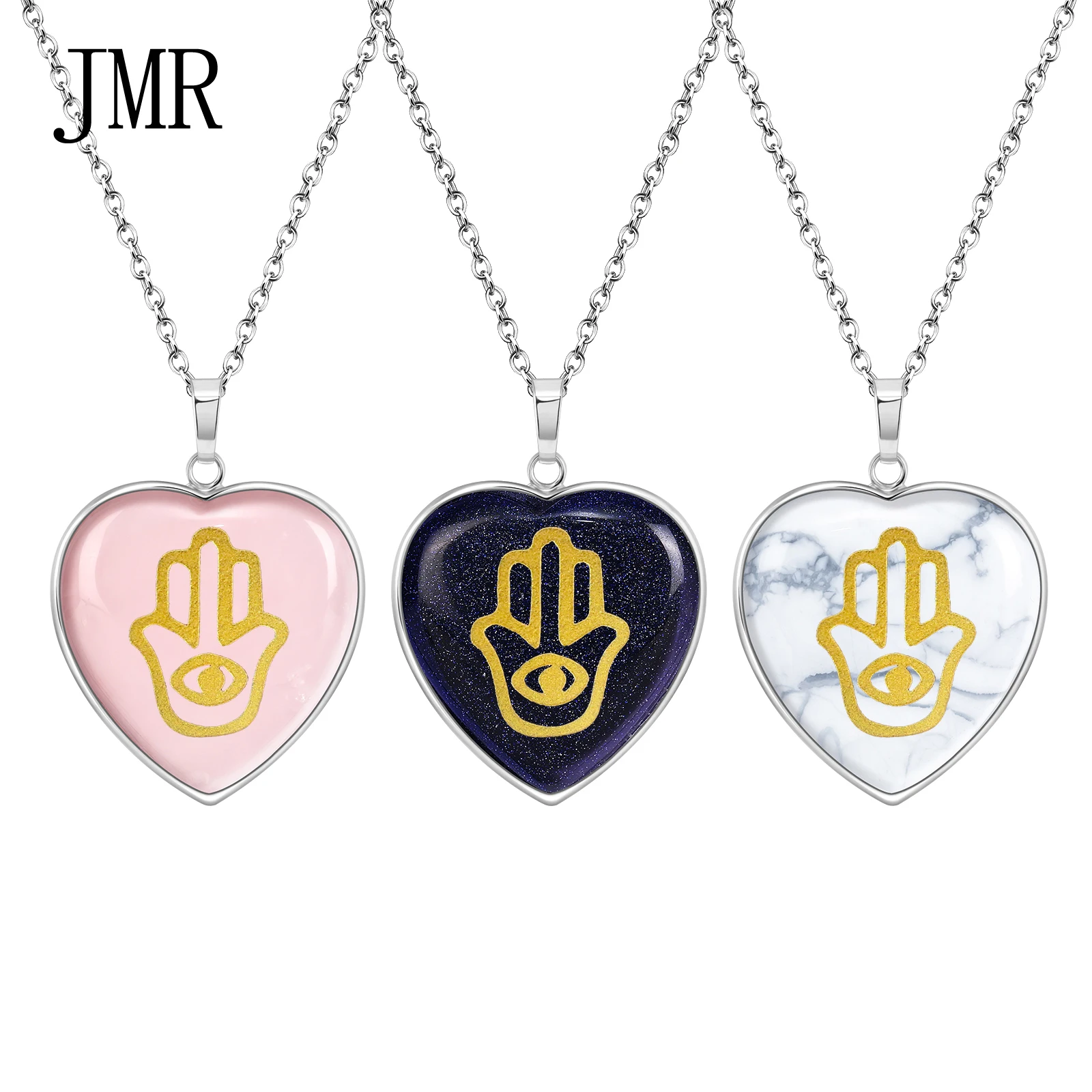 

Hamsa Hand Evil Eye Pendant Necklace Protection Good Luck Jewelry Spiritual Talisman Travel Safety Amulet Middle Eastern Symbol