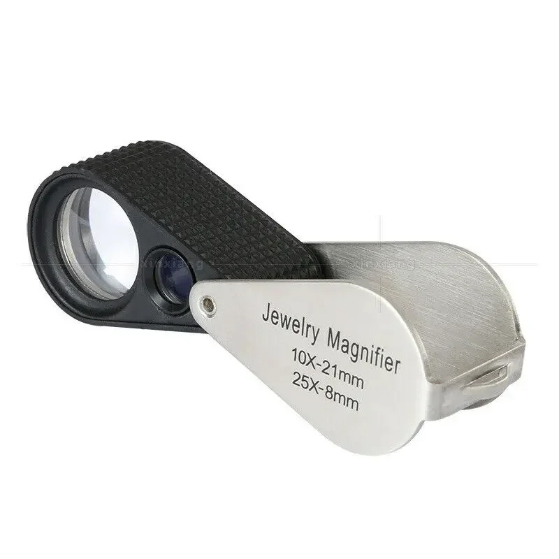 

Portable Illuminating Jewel Identify Helping Magnifier Optical Magnifying Glass with LED UV Light Loupes Magnification 10x 25x