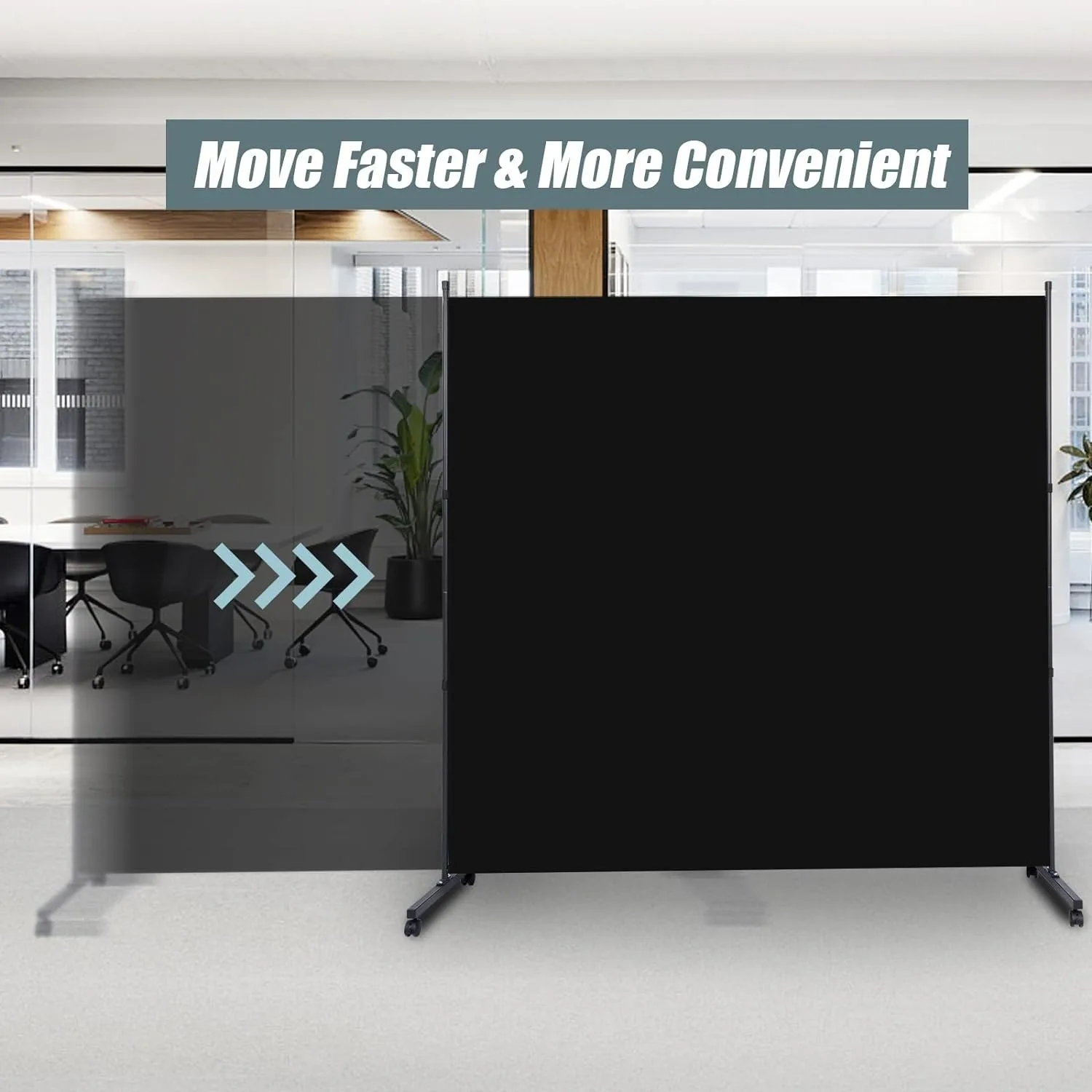 Room Divider Single Panel Privacy Screen W/Wheels, 71'' Wide Portable Room Divider Screen, Upgrade Fabric Wall Divider