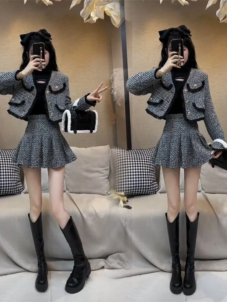 

Faionable комплект из двух предметов, женский осенний новый ветровой костюм Small Fraance, верхняя одежда f Юбка Gored Skirt Ensemble