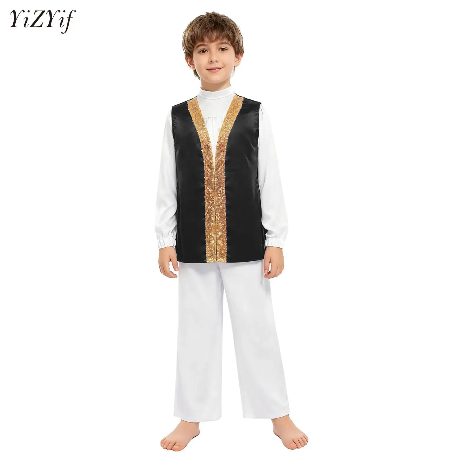 

Kids Girls Boys Liturgical Worship Praise Ballet Lyrical Dance Outfits Sequins Gymnastics Lyrical Contemporary Tunic Dresses