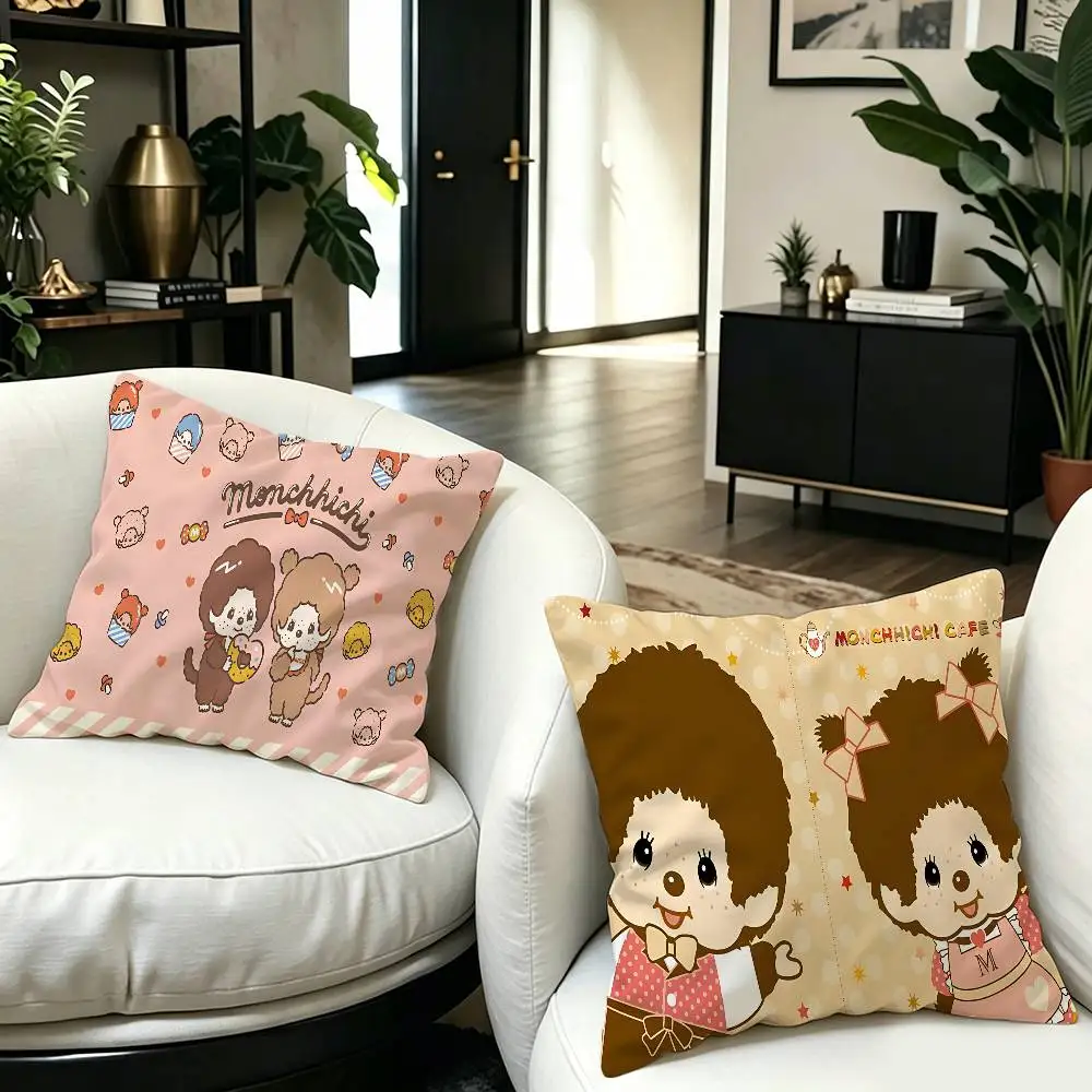 Popular Logo M-Monchhichi Fashion Pillowcases Home Bedding Decorative Pillow Cover Wedding Super Soft Pillow Case