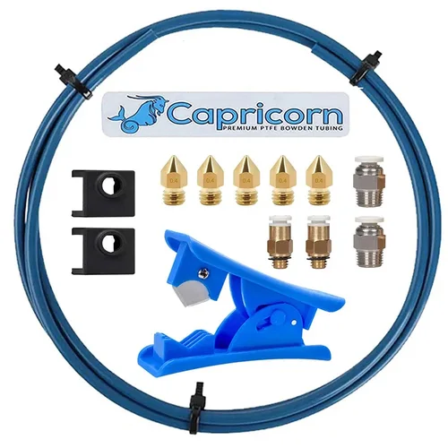 Imagen 2 del producto Creality 3D Capricornio Bowden tubo de PTFE serie XS azul 1M tubo de ajuste rápido 1 Uds conector neumático empuje filamento de 1,75mm