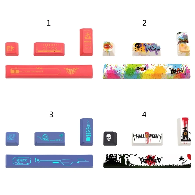 Oem  4 Keys Keycaps Set  Enter Space Bar 6.25U PBT Dye-Sublimation for Mechanical Keyboard Keycap